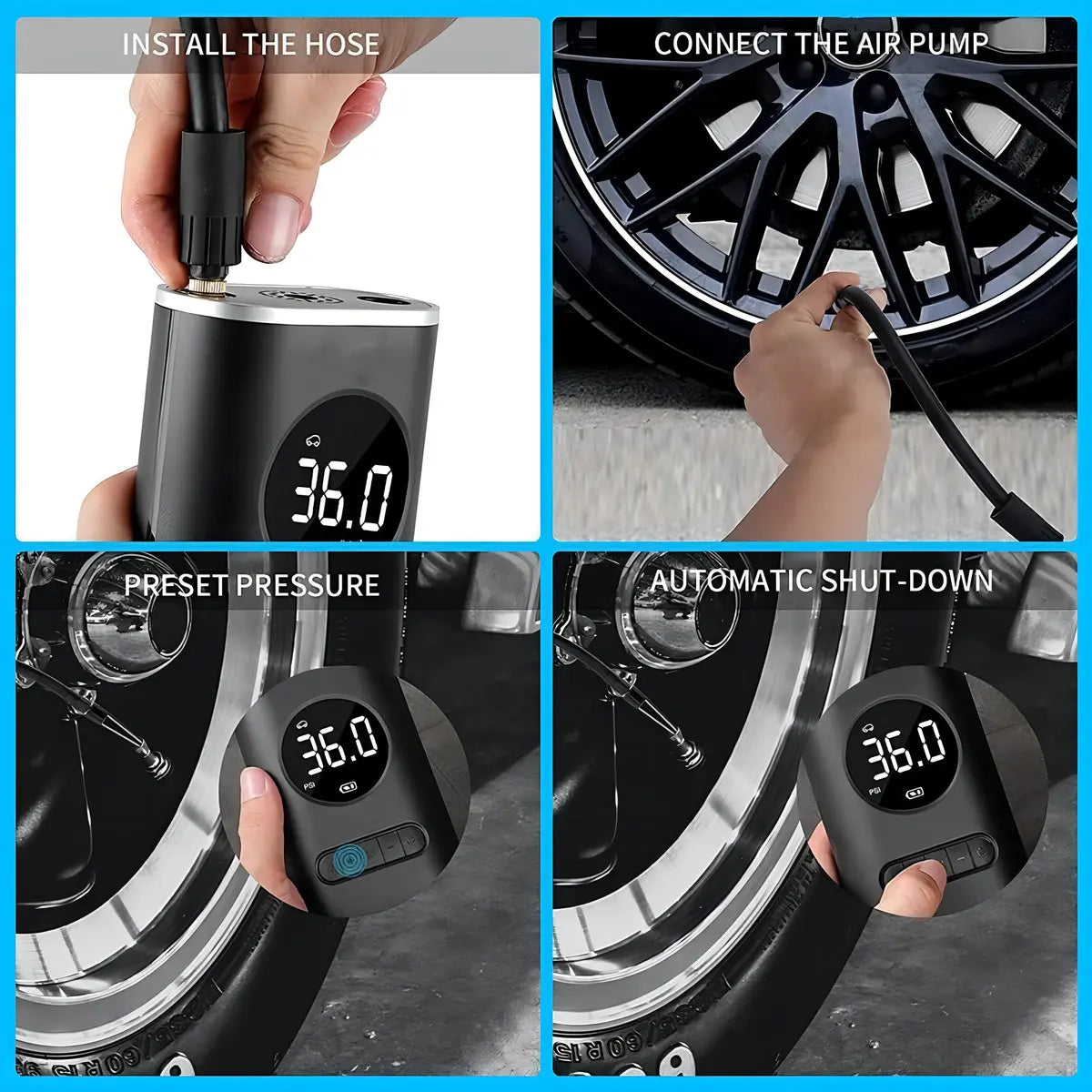 Inflador de llantas Portable Compresor Carro - Moto - Balon