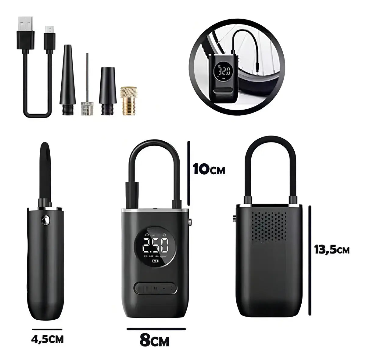 Inflador de llantas Portable Compresor Carro - Moto - Balon